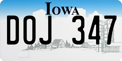 IA license plate DOJ347