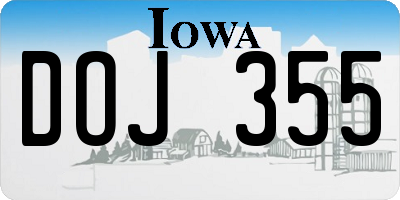 IA license plate DOJ355
