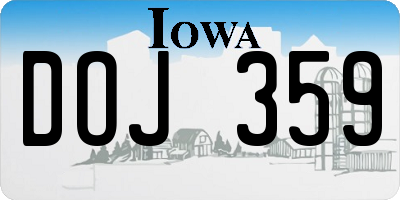 IA license plate DOJ359