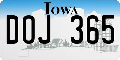 IA license plate DOJ365