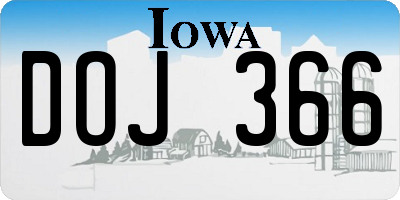 IA license plate DOJ366
