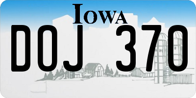IA license plate DOJ370