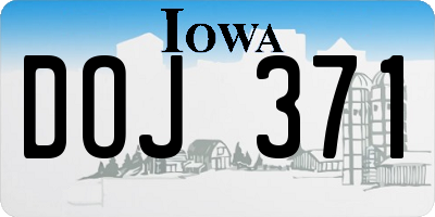 IA license plate DOJ371