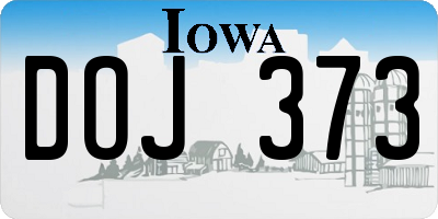 IA license plate DOJ373