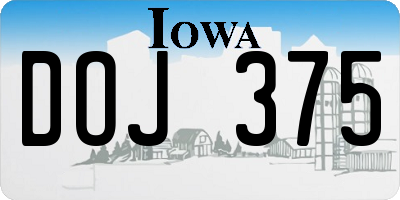 IA license plate DOJ375