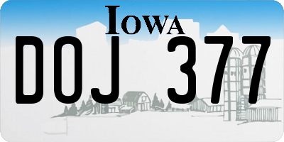 IA license plate DOJ377