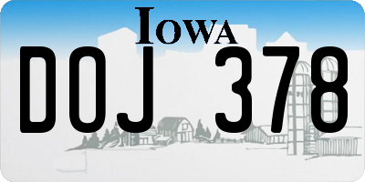 IA license plate DOJ378