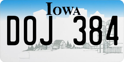 IA license plate DOJ384
