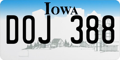 IA license plate DOJ388