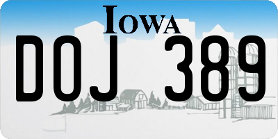 IA license plate DOJ389