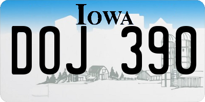 IA license plate DOJ390