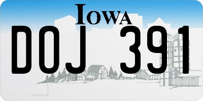 IA license plate DOJ391