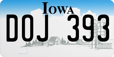 IA license plate DOJ393