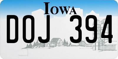 IA license plate DOJ394