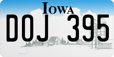 IA license plate DOJ395