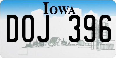 IA license plate DOJ396