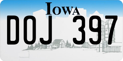 IA license plate DOJ397