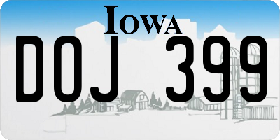 IA license plate DOJ399