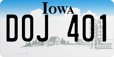 IA license plate DOJ401