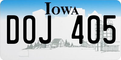 IA license plate DOJ405