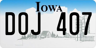 IA license plate DOJ407