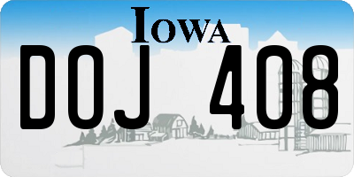 IA license plate DOJ408