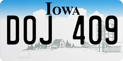 IA license plate DOJ409