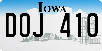 IA license plate DOJ410