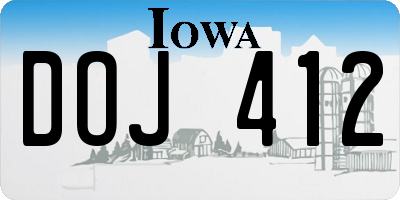 IA license plate DOJ412