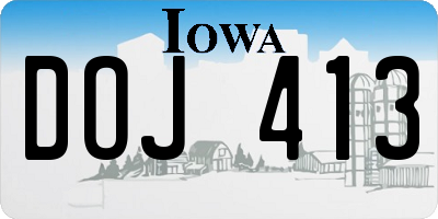 IA license plate DOJ413