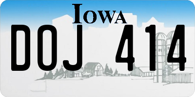 IA license plate DOJ414