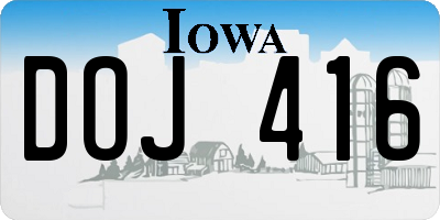 IA license plate DOJ416