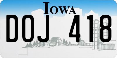 IA license plate DOJ418