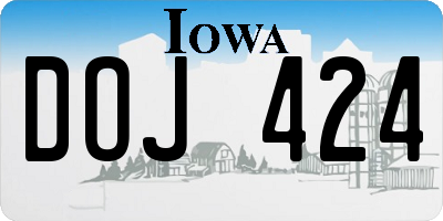 IA license plate DOJ424