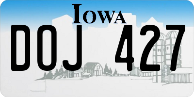 IA license plate DOJ427