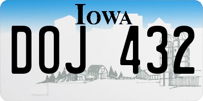 IA license plate DOJ432