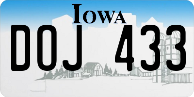IA license plate DOJ433