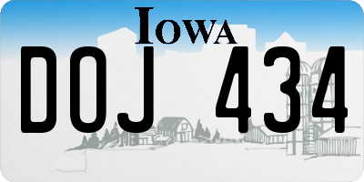 IA license plate DOJ434