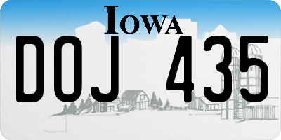 IA license plate DOJ435