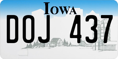 IA license plate DOJ437