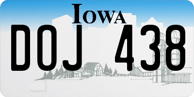 IA license plate DOJ438