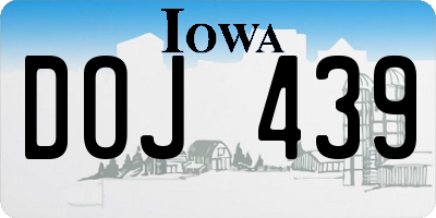 IA license plate DOJ439
