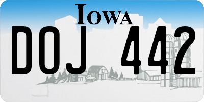 IA license plate DOJ442