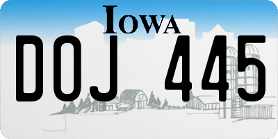 IA license plate DOJ445