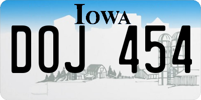 IA license plate DOJ454