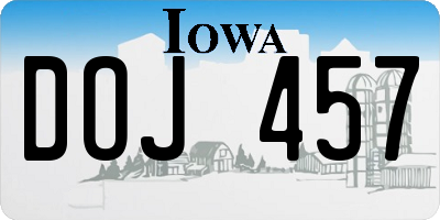 IA license plate DOJ457
