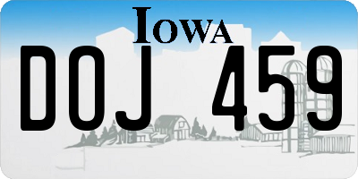 IA license plate DOJ459