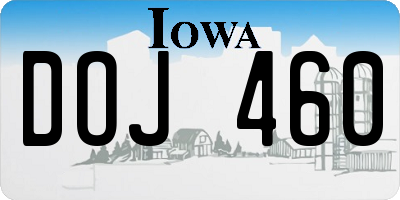 IA license plate DOJ460
