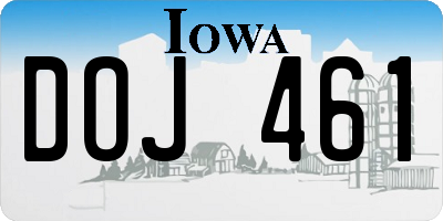IA license plate DOJ461