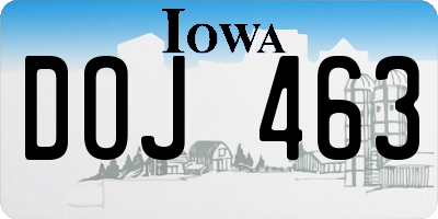 IA license plate DOJ463